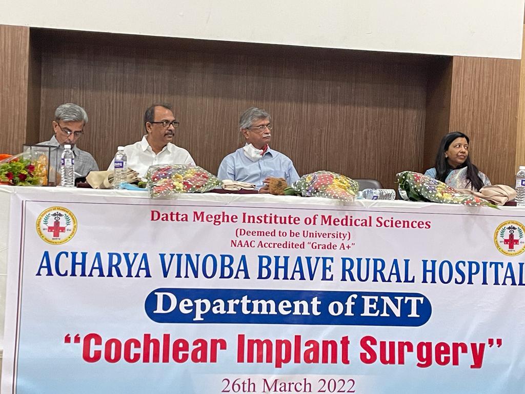 Dr Milind Kirtane as surgeon and mentor at the initiation of the cochlear implant program at Acharya Vinoba Bhave Rural Hospital (26th March 2022)