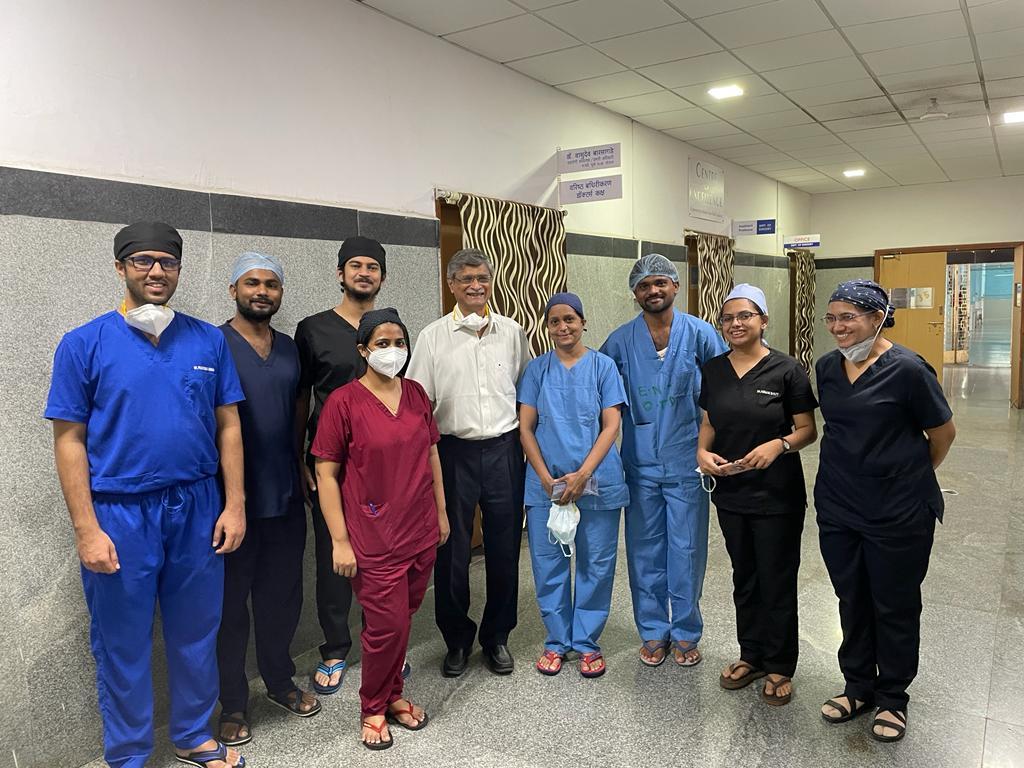 Dr Milind Kirtane as surgeon and mentor at the initiation of the cochlear implant program at Acharya Vinoba Bhave Rural Hospital (26th March 2022)
